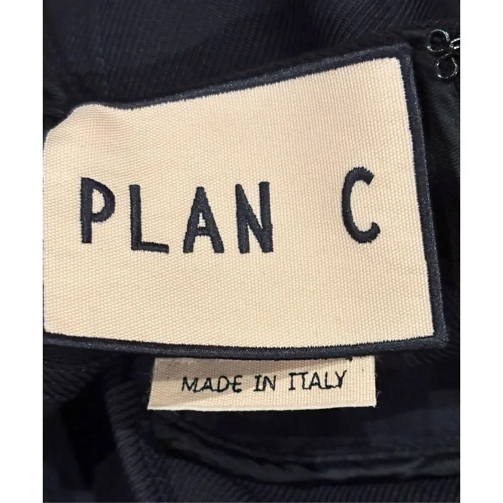 PLAN C Ruffle Midi Dress in Navy Black NWT Size 40/ US size 2/4
